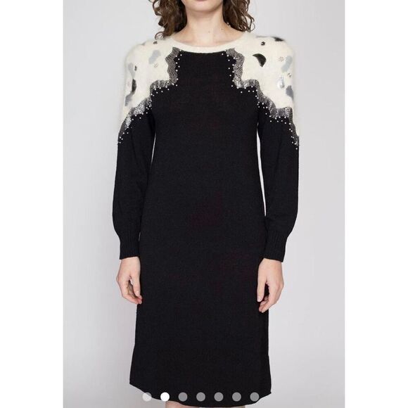 Carole M Vintage 80’s knit Angora sweater dress M 8-10 - Picture 1 of 14